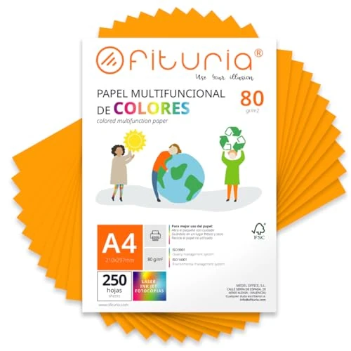 Limited offer: Pack of 250 Sheets of A4 80g Coloured Paper for Crafts, Printers, Scrapbooking - Ideal Origami, Papyroflexia, Office and School (Light Orange, 250h) from 11.87 EUR to 11.87 EUR (save 0%)