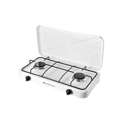 Oferta limitada: Melchioni Family | MINERVA NEW Cocina de Gas 2 Fuegos Blanca para Exterior | Acero Esmaltado, GLP, Tapa Protectora, Parrilla Extraíble, Llama Regulable de 34.99 € a 28.90 € (ahorro 17%)