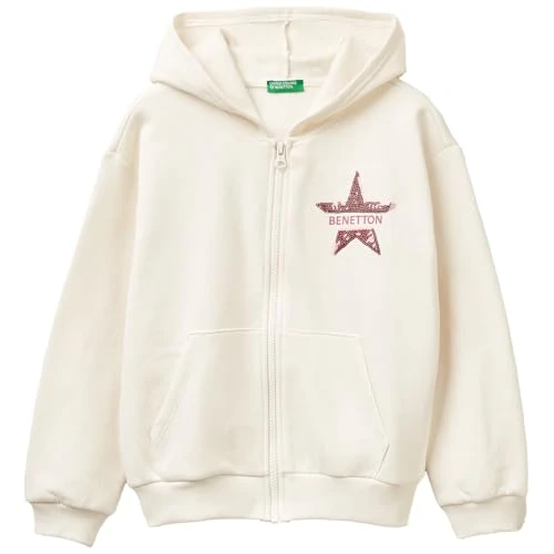 Offerta a tempo: United Colors of Benetton Giacca C/CAPP M/L 39M2C505O Maglione Cardigan, Bianco, 130 Bambina - 38% da 27.95 € a 17.28 €