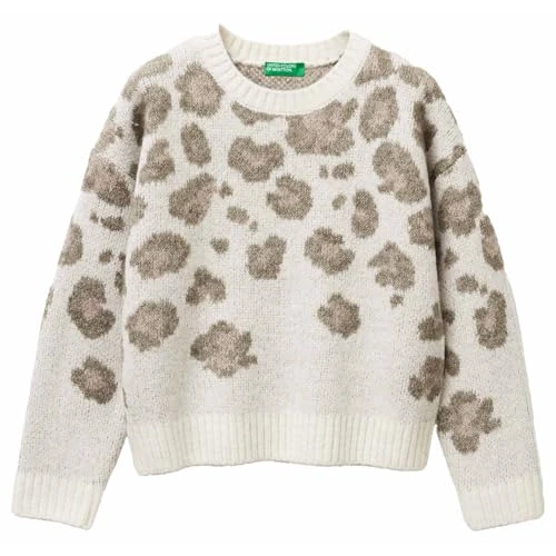 United Colors of Benetton Maglia G/C M/L 1SJFQ109H Maglione, Bianco, 150 cm Bambina