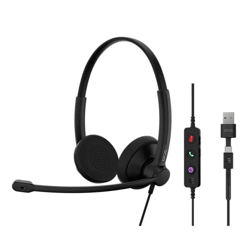 Limited offer: EPOS Impact 100 MS Stereo USB-C+A Headset with Microphone, Certified Microsoft Teams, Noise-Cancelling Mic, Lightweight, Call Control, USB Adapter, Soft Earpads, Professional UC Headphones from 65.11 EUR to 29.30 EUR (save 55%)
