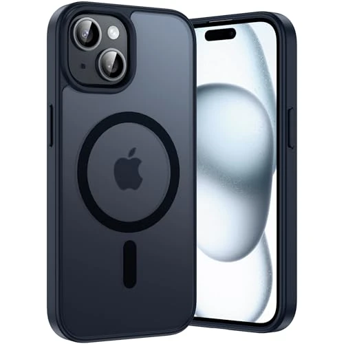 Opkiegrn Coque pour iPhone 13/14 / 15 / 16e, Compatible avec MagSafe, Étui de Protection Antichoc, Résistante aux Rayures et à l'huile, Etui Translucide Mat Arrière Housse Fine Case, Noir