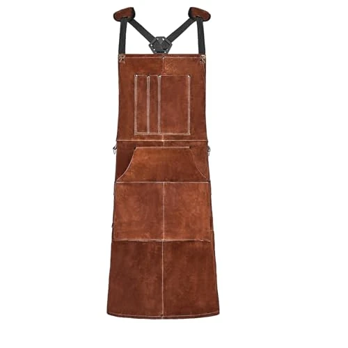 Offerta a tempo: VEVOR Grembiule da Lavoro in Pelle per Saldatura, Grembiule da Saldatura Ignifugo in Pelle Bovina, Grembiule per Saldatore con 6 Tasche Portautensili per Lavorazione del Legno, Giardinaggio - 0.00% da 31.90 € a 31.90 €