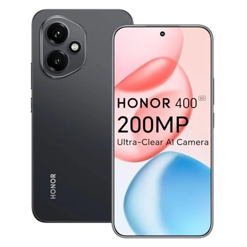 Offerta a tempo: HONOR 400 5G Smartphone, 8GB 256GB, Fotocamera AI Ultra Nitida da 200MP, 6,55" AMOLED Display 120Hz, Snapdragon 7 Gen 3, 5170mAh, IP65, Dual SIM, NFC, Android 15, Senza caricatore, Nero - 0.00% da 359.90 € a 359.90 €