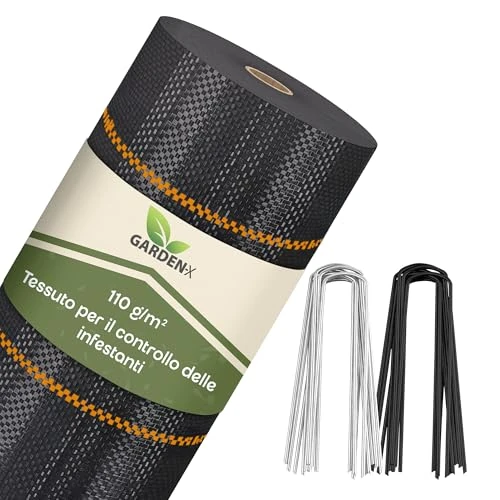Oferta limitowana: GARDENIX Włóknina przeciw chwastom z 50 kotwicami, 120 m² (1,2 m x 100 m) – przepuszczająca wodę 110 g/m² – czarna tkanina odporna na działanie promieni UV, folia chroniąca przed chwastami, tkanina z 345.82 zł na 345.82 zł (oszczędź 0.0