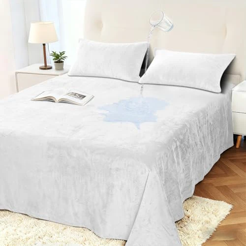 Limited-time offer: DUJUIKE Velvet Bed Cover, Waterproof Sheet Cover, 100% Waterproof Pet Blanket, Breathable, Luxurious Ultra Soft Cozy Warm, Suitable for All Seasons, Protects Sofa Bed (White, Queen 78 * 90 inch) from $41.99 to $12.99 (save 69.06%)