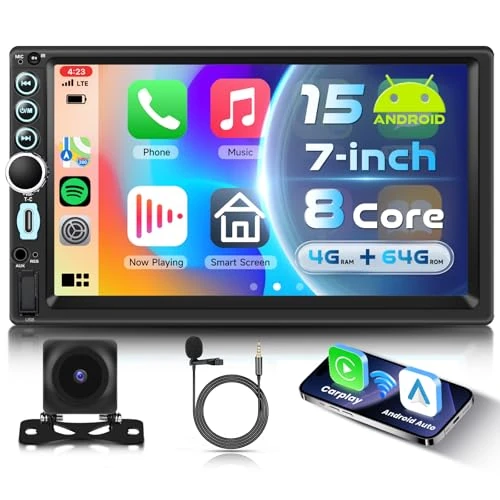 Tijdelijke aanbieding: VECHTEL 8 Core 4G + 64G Android 15 autoradio 2 Din met Carplay Android Auto draadloos, Carplay autoradio met 7 inch touchscreen, ondersteunt Bluetooth 5.0 FM-radio RDS GPS Wi-Fi USB/Type-C camera van 39.99 € naar 39.99 € (0.00% kort