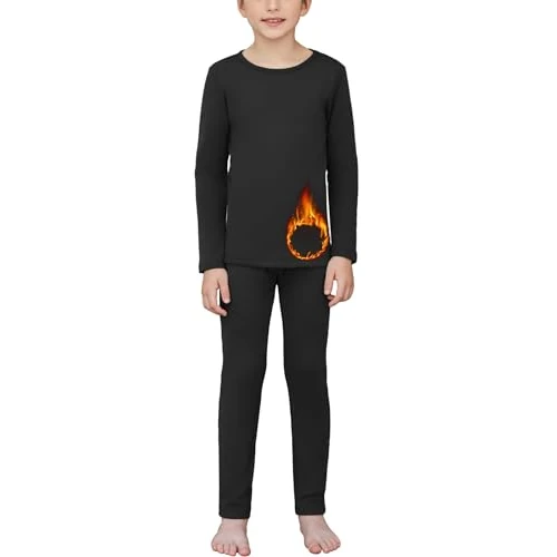 Offre limitee: Arshiner Ensemble de sous-vêtements Thermiques pour Enfants,Thermiques Ensemble pour Ski et Football pour Garçon et Le Sport espirant Chaud Thermique Set, Noir, 150 de 18.99 EUR a 14.81 EUR (economie 22%)