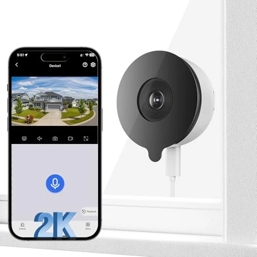 YESKAMOU 2K Indoor WiFi Surveillance Camera for Windows, Home Security Camera with Night Vision Colour, 2.4G & 5GHz 24/7 Recording, Anti-Glare & Anti-Glare