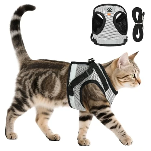 Limited-time offer: AUYAO Cat Harness and Leash Escape Proof, Adjustable Kitten Harness and Leash Set for Cats Walking, Step-in Soft Breathable Mesh Vest with Reflective Strips, Comfortable Lightweight Dog Leashes from $8.54 to $8.54 (save 0.00%)