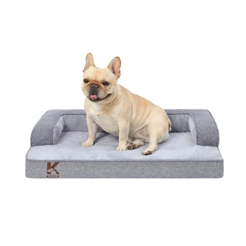 Limitiertes Angebot: KSIIA Orthopädisches Hundebett Grosse Hunde, Hundekorb Bezug abnehmbar waschbar, Hundesofa Wasserdicht mit Rand, rutschfeste Unterseite, Grau, 88x55x15cm von 37.99 EUR auf 37.99 EUR (Spare 0%)