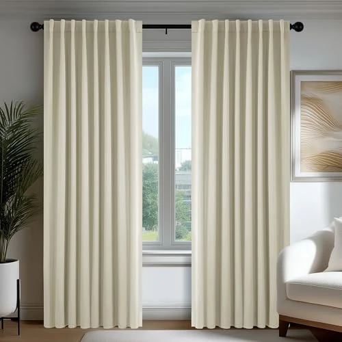 Oferta limitada: Deconovo Cortinas Opacas Térmicas Aislantes del Frío y del Calor para Ventanas, Cortinas para Salón y Dormitorio, 3 Modos de Montaje, 140 x 270 cm, Beige Claro, 2 Paneles de 35.75 € a 33.95 € (ahorro 5%)