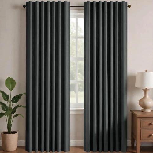 Tijdelijke aanbieding: Deconovo Verduisterende Gordijnen voor Binnen - Moderne Thermische Isolerende Gordijnen met 3 Montagemethodes - Ideaal voor Raam Slaapkamer en Woonkamer, 140×290 CM, Donkergrijs, 2 Panelen van 45.95 € naar 45.95 € (0.00% korting)