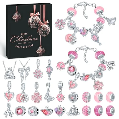 Offerta a tempo: PITMT Calendario Avvento 2025 Donna Gioielli, Calendario Avvento Bambina Adolescente Bracciale Bambini Fai da Te, Calendari Avvento Braccialetti Collane Sorprese Regalo di Natale per Donna Ragazza - 53% da 24.99 € a 11.69 €