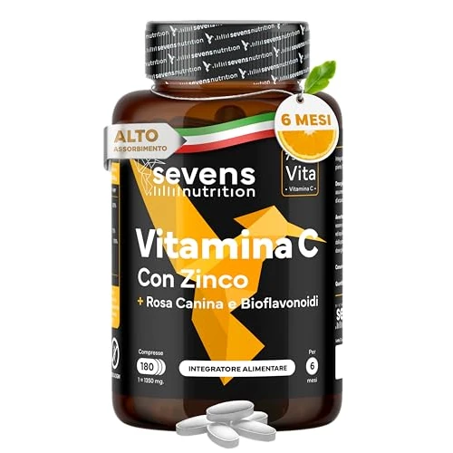 Vitamin C 1000 mg und Zink + Bioflavonoide und Hagebutte – 100% reine natürliche vegane Vitamin C – 180 Tabletten – Unterstützt das Immunsystem – Reduziert Müdigkeit und Ermüdung – Antioxidativ