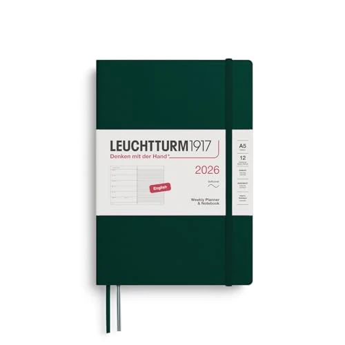 Limited offer: LEUCHTTURM1917 - Weekly Planner & Notebook 2026, Softcover, Paperback (B6+), Ruled, Forest Green (Jan 1 - Dec 31, 2026) from 22.96 EUR to 22.96 EUR (save 0%)