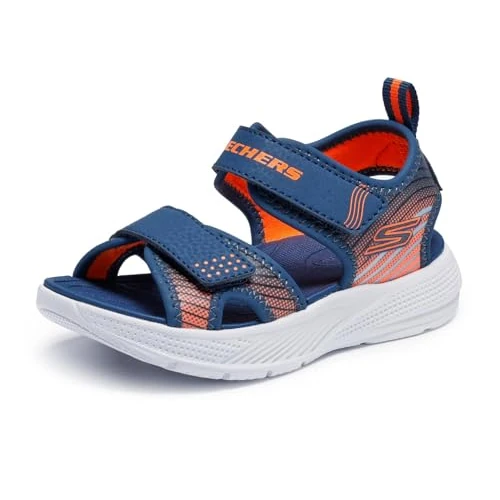 Zeitlich begrenztes Angebot: Skechers Jungen Microspec-Splash Turnschuhe, Navy Synthetic/ Gray & Orange Trim, 28 EU von 39.95 € auf 39.95 € (0.00% Rabatt)