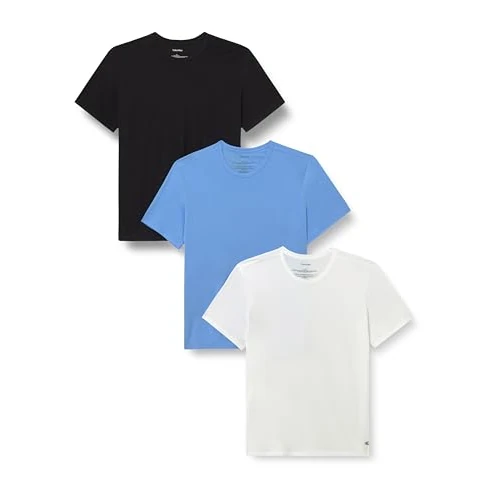 Calvin Klein T-Shirt da Uomo S/S Girocollo 3Pk Lv00Nb4185 S/S, Blu (Nero W Blu Discesa EMB/Blu DESCE), L