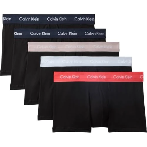 Limited-time offer: Calvin Klein Men Low-Rise Boxer Short Trunks Stretch Cotton Pack of 5, Black (Blk W Shrln Wb/Blk W Fresh Taupe Wb), M from 45.56 £ to 28.58 £ (save 37.27%)