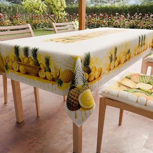 Oferta limitada: PETTI ARTIGIANI ITALIANI - Mantel Antimanchas Rectangular (140 x 450 cm) Cubremesa de Cocina, Estampado de Limones y Piñas Amarillo, para 24 Personas, 100% Fabricado en Italia de 44.90 EUR a 44.90 EUR (ahorro 0%)