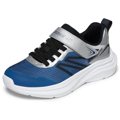 Zeitlich begrenztes Angebot: Skechers Jungen Microspec Velocity Turnschuhe, Navy & Silver Synthetic / Textile / Black Tri, 32 EU von 39.95 € auf 30.65 € (23% Rabatt)