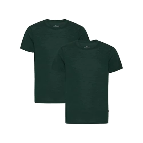 DANISH ENDURANCE T-Shirt en Laine Mérinos pour Homme, Manches Courtes, Lot de 1 ou 2, Vert Foncé, M