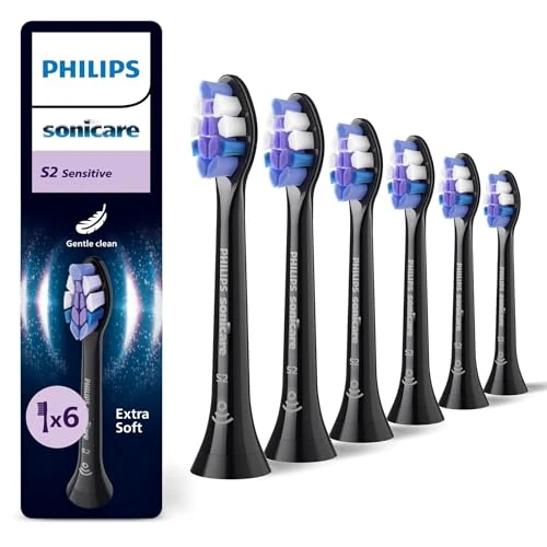 Offerta a tempo: Philips Sonicare S2 Sensitive, Testine di ricambio originali, nero, confezione da 6, HX6056/88 - 30% da 39.99 € a 27.99 €