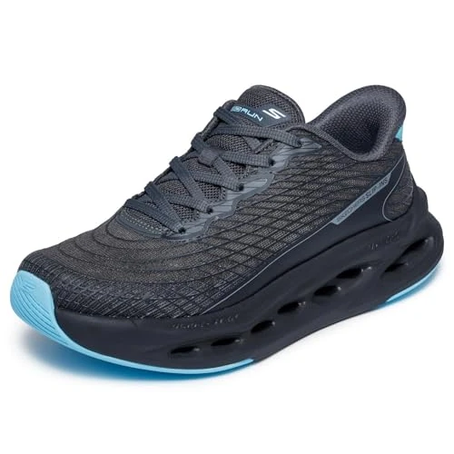 Zeitlich begrenztes Angebot: Skechers Damen Max Cushioning Glide-Step Sapphire Slip-InTurnschuhe, Black & Blue Textile/Synthetic, 41 EU von 119.95 € auf 79.62 € (34% Rabatt)