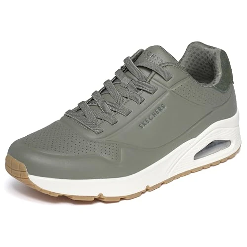 Offre limitée : Skechers Baskets Tendance D'Lites Biggest Fan pour Femme, Olive Duraleather Olive Suede, 44 EU de 79.95 € à 70.85 € (11% de remise)