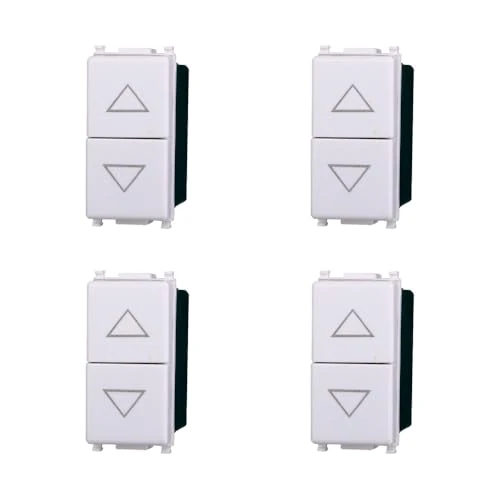 Offerta a tempo: Elektronova Pulsante doppio saliscendi 1P+1P NO 10 A 250 V compatibile Vimar Plana, bianco, kit 4 pezzi, 1202 - 35% da 16.80 € a 11.00 €