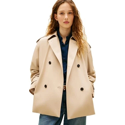 Offerta a tempo: Tommy Hilfiger Donna Trench Cotton Corto, Beige (Beige), XS - 58% da 279.90 € a 118.19 €