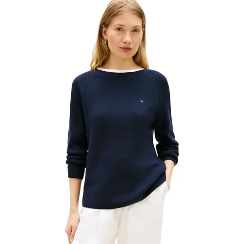 Oferta limitada: Tommy Hilfiger Jersey Mujer Cardi Fine con Cuello Barco, Azul (Dark Night Navy), XS de 99.90 € a 42.70 € (ahorro 57%)
