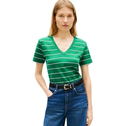 Limited-time offer: Tommy Hilfiger Women's Slim Cody V-Nk Ss Ww0Ww40584, Green, L from 45.00 £ to 45.00 £ (save 0.00%)