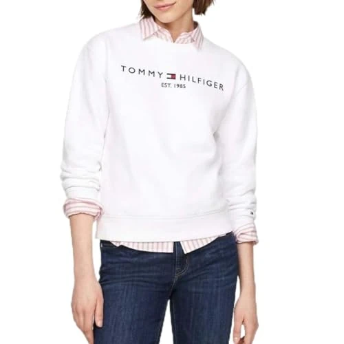 Offerta a tempo: Tommy Hilfiger Corp Logo Mdrn Swtsrt Ww0ww47831 Felpa Pullover, White (TH Optic White), L Donna - 45% da 99.90 € a 54.99 €