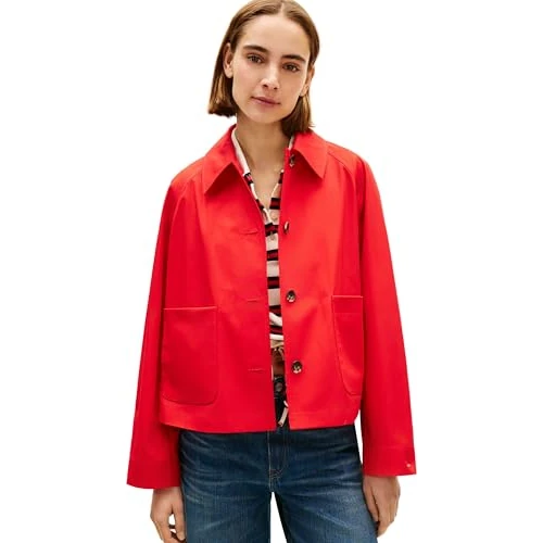 Offerta a tempo: Tommy Hilfiger Donna Cappotto Corto in Cotone, Rosso (Fireworks), XXS - 40% da 199.90 € a 119.94 €