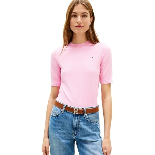 Offerta a tempo: Tommy Hilfiger Donna Pullover Jersey Maniche Corte, Rosa (Rose Petal), XS - 46% da 89.90 € a 48.99 €