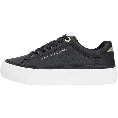 Offerta a tempo: Tommy Hilfiger TH Platform Sneaker Tumbled LTR Fw0fw09018, Basso Top Donna, Black (Black/Ancient White), 41 EU - 40% da 109.90 € a 65.99 €