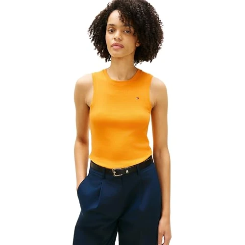 Oferta limitada: Tommy Hilfiger Camiseta de Tirantes Mujer Slim Cody con Cuello Redondo, Naranja (Orange Flash), XL de 29.90 € a 17.00 € (ahorro 43%)