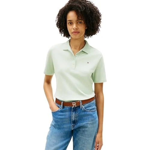 Limited-time offer: Tommy Hilfiger Women’s Polo Shirt Short Sleeve 1985 Pique Regular Fit, Green (Gentle Jade), XL from 52.00 £ to 52.00 £ (save 0.00%)