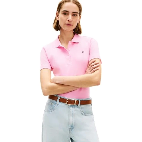 Offerta a tempo: Tommy Hilfiger Donna Maglietta Polo Maniche Corte 1985 Pique Slim Fit, Rosa (Rose Petal), M - 40% da 79.90 € a 47.82 €