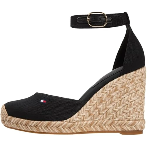 Offerta a tempo: Tommy Hilfiger Espadrillas Espad con zeppa alta da donna a punta chiusa FW0FW09225 con zeppa, nero (nero), 40 - 55% da 99.90 € a 44.47 €