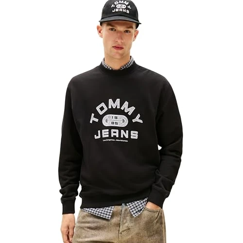 Offerta a tempo: Tommy Jeans Uomo Felpa Entry Gym con Scollo Rotondo, Nero (Black), M - 63% da 79.90 € a 29.73 €