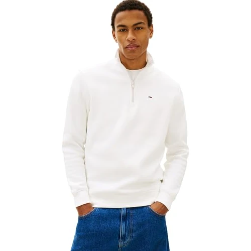 Offre limitée : Tommy Jeans TJM Reg DM0DM20339 Sweat-Shirt en Polaire 1/4 de Fermeture éclair pour Homme, Blanc, Taille M de 40.45 € à 40.45 € (0.00% de remise)