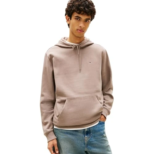Offerta a tempo: Tommy Jeans Uomo Felpa Regular Fit Flag Fleece con Cappuccio, Marrone (Ivy Mink), S - 0.00% da 33.40 € a 33.40 €