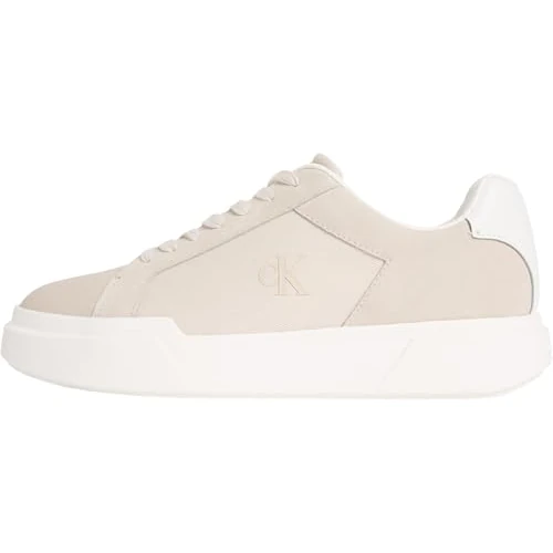 Offerta a tempo: Calvin Klein Uomo Sneakers con Suola Preformata Chunky Laceup in Pelle Scamosciata, Beige (White/Eggshell), 39 - 40% da 119.90 € a 71.94 €