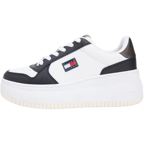 Limited-time offer: Tommy Jeans Women’s Court Trainers Basket Flatform Lace-up, Multicolor (Ecru/Black), 6 from 81.73 £ to 80.00 £ (save 2.12%)