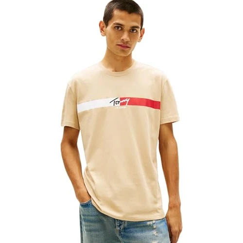 Oferta limitada: Tommy Jeans TJM Reg Signature Stripe T Ext Dm0dm22539 Camiseta S/S, Beige (Gentle Gold), M para Hombre de 34.90 € a 25.42 € (ahorro 27%)