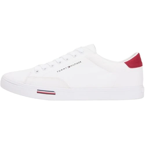 Offerta a tempo: Tommy Hilfiger Uomo Vulc Core RWB Lungo Pizzo Cvs FM0FM05813 Basso Top, Bianco (Bianco), 11 - 53% da 79.90 € a 37.39 €