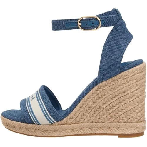 Oferta limitada: Tommy Hilfiger Alpargatas de cuña alta para mujer, FW0FW09342, color mezclilla (denim), 5 de 89.90 € a 39.56 € (ahorro 56%)