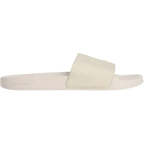 Zeitlich begrenztes Angebot: Calvin Klein Herren Badeschuhe Slide Monogram mit Logo, Beige (Oatmeal), 43 von 39.90 € auf 27.16 € (32% Rabatt)